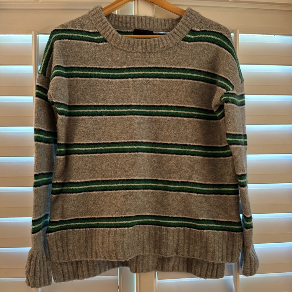 J Crew xxs oversized grey green striped sweater